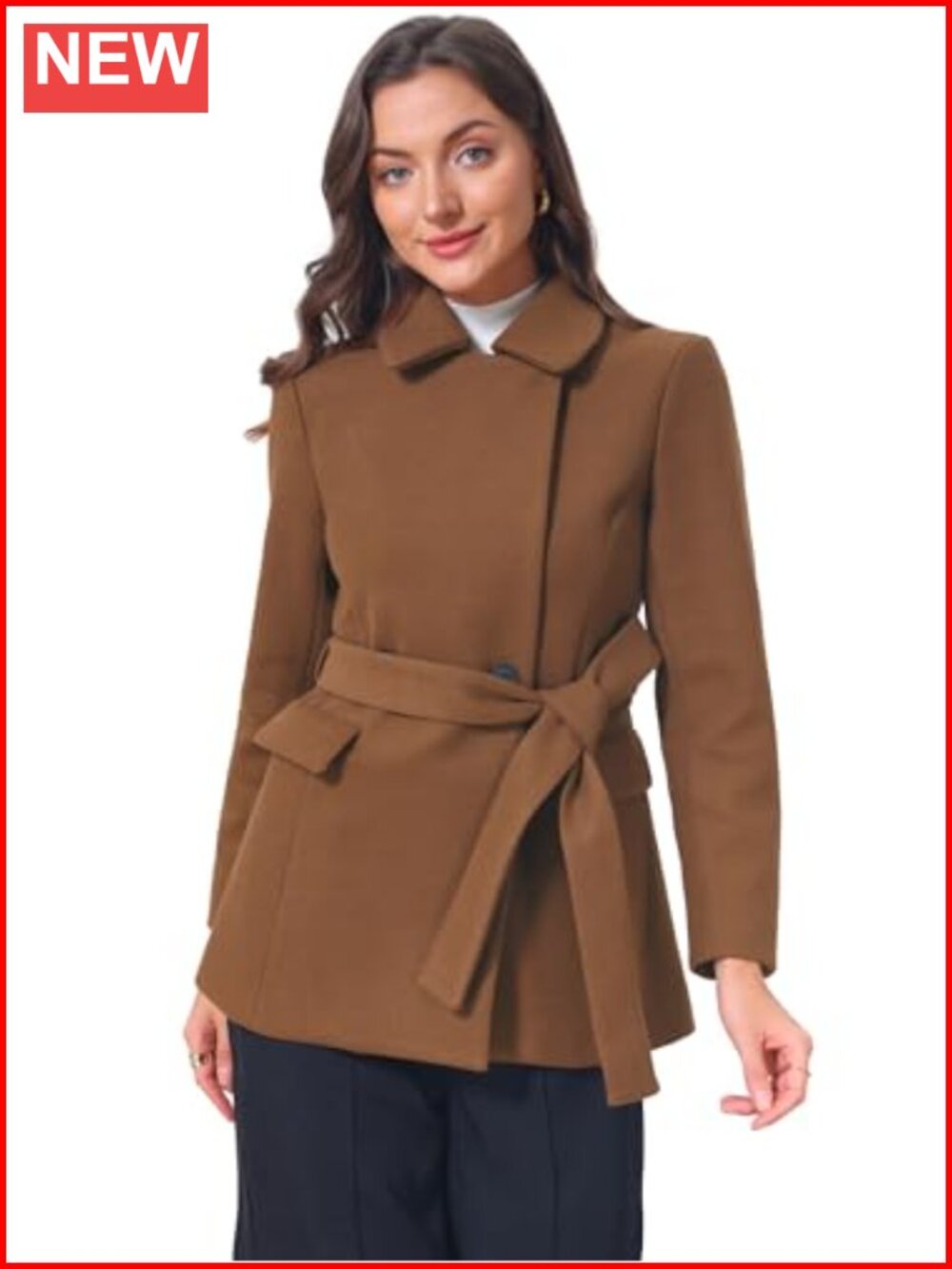 Women's Winter Wool Pea Coat Peter Pan Collar Overcoat Jacket